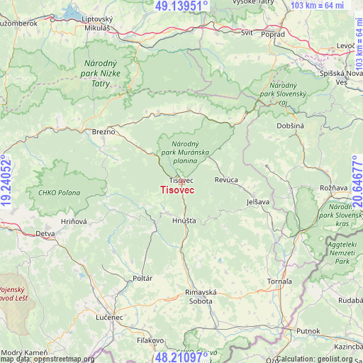 Tisovec on map