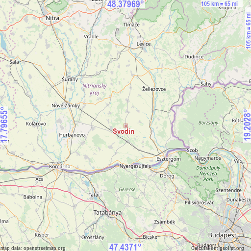 Svodín on map