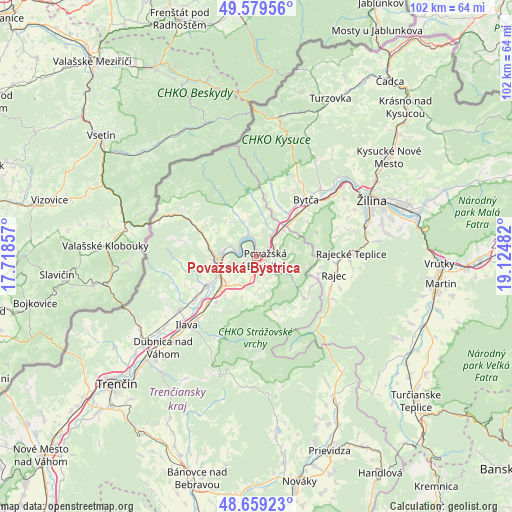 Považská Bystrica on map