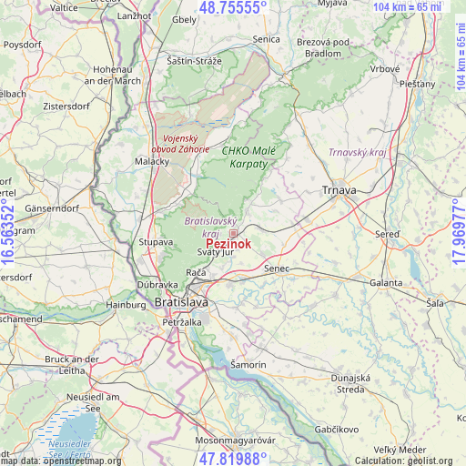 Pezinok on map