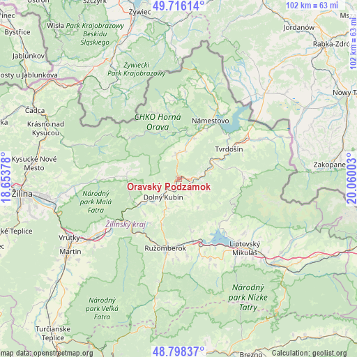 Oravský Podzámok on map