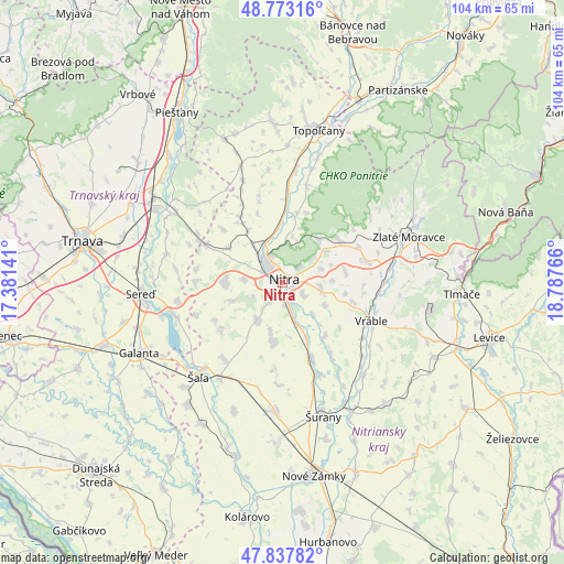 Nitra on map