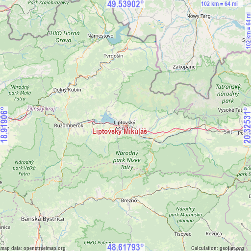 Liptovský Mikuláš on map
