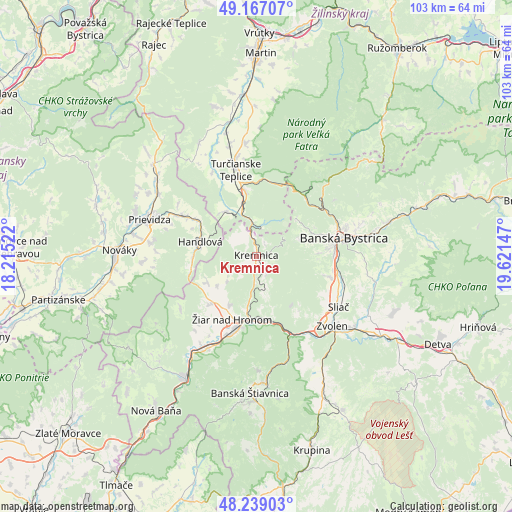 Kremnica on map
