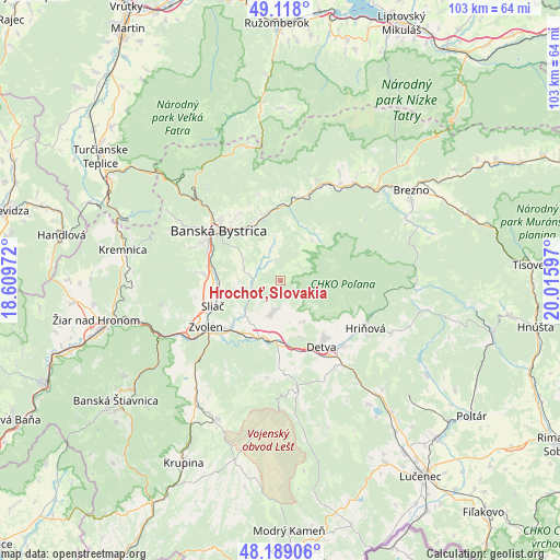 Hrochoť,Slovakia on map