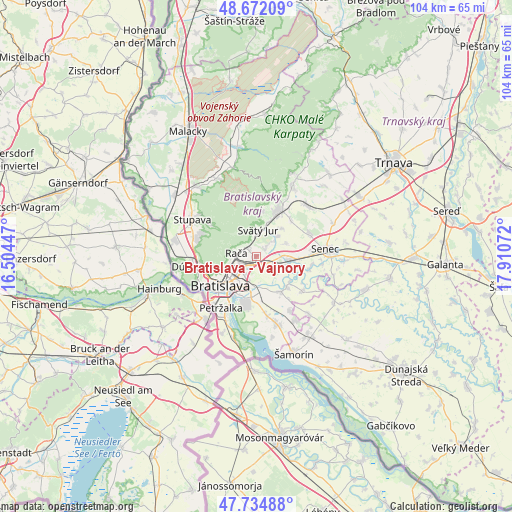 Bratislava - Vajnory on map