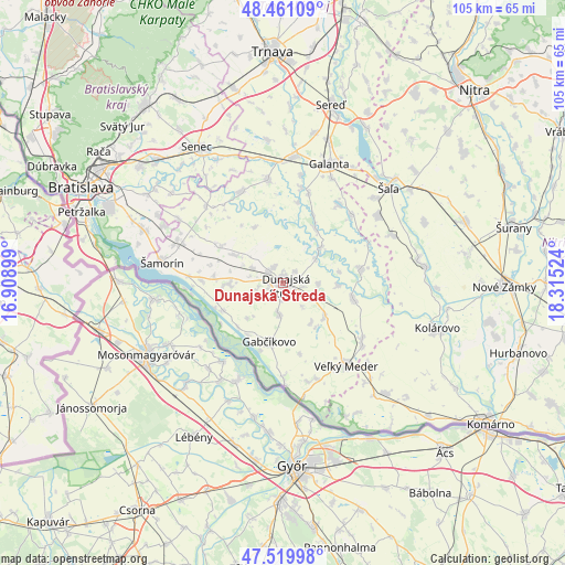 Dunajská Streda on map