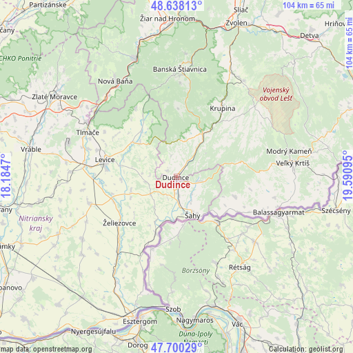 Dudince on map