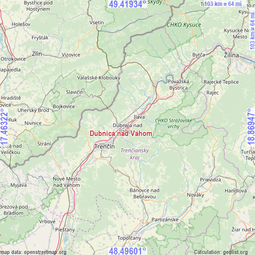 Dubnica nad Váhom on map