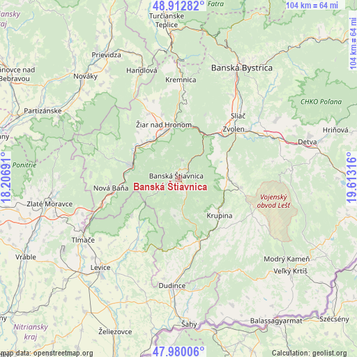 Banská Štiavnica on map