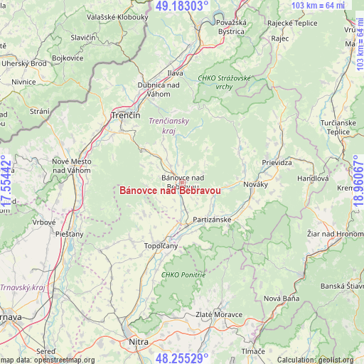Bánovce nad Bebravou on map