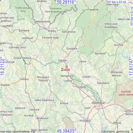 Zvole on map