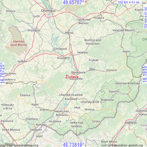 Žlutava on map