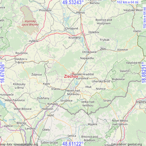 Zlechov on map