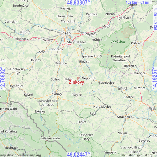 Žinkovy on map