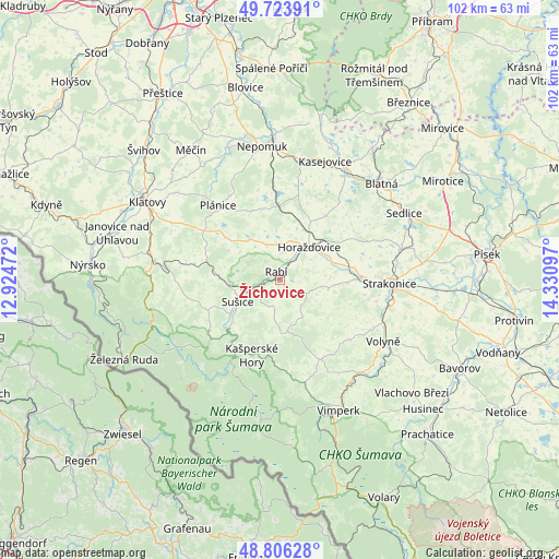Žichovice on map