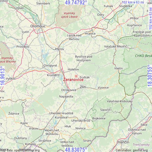 Žeranovice on map