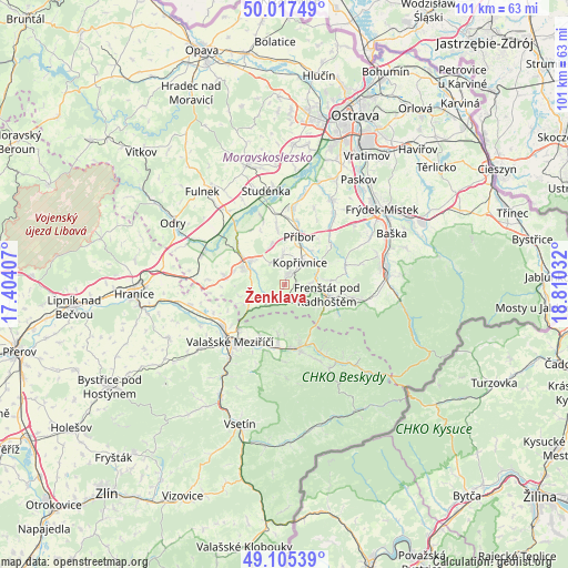 Ženklava on map