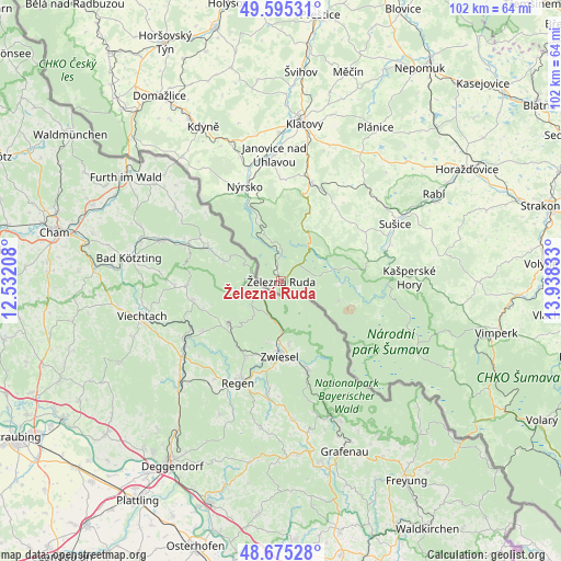 Železná Ruda on map