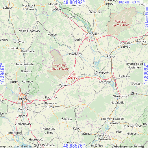 Želeč on map