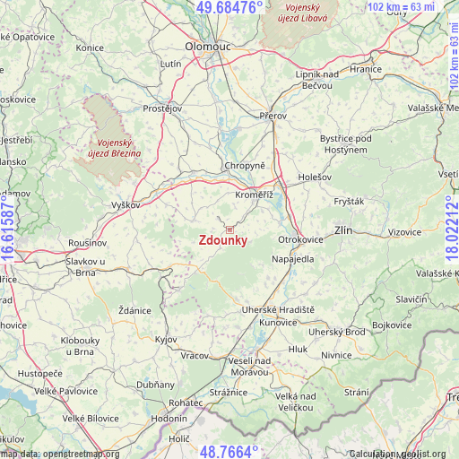 Zdounky on map