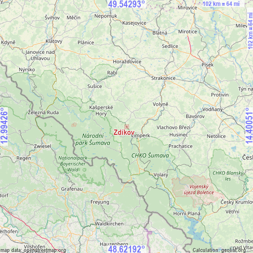 Zdíkov on map