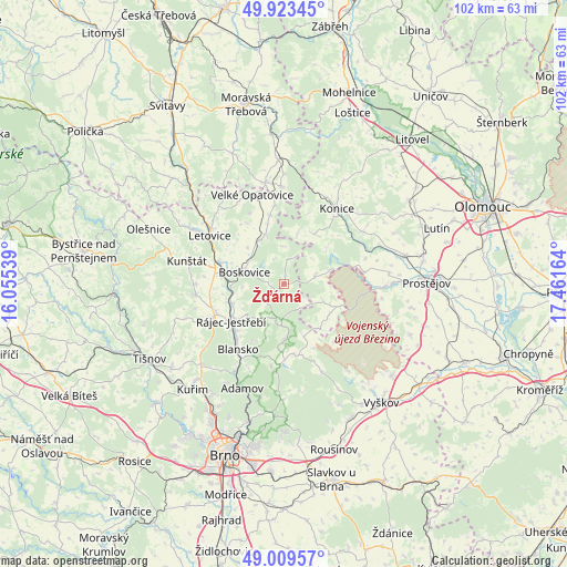 Žďárná on map