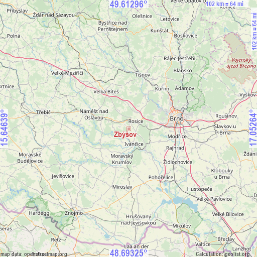 Zbýšov on map