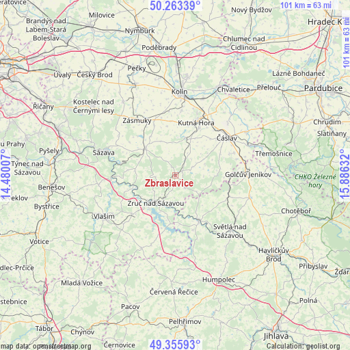 Zbraslavice on map