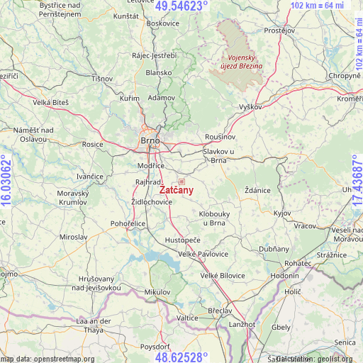 Žatčany on map