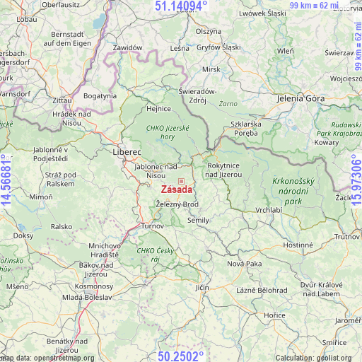 Zásada on map