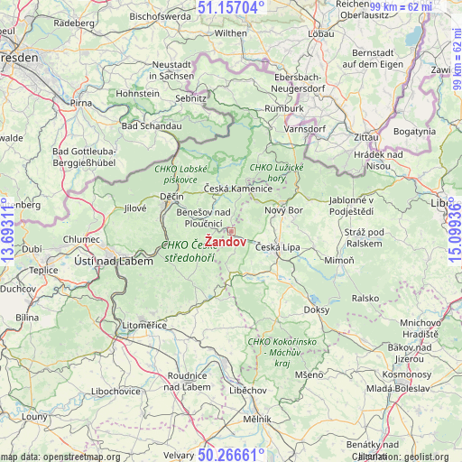 Žandov on map