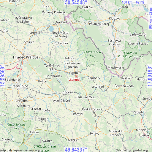 Záměl on map