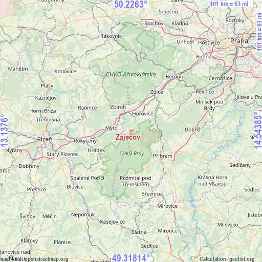 Zaječov on map