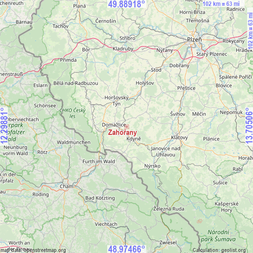 Zahořany on map