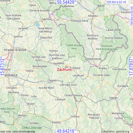 Záchlumí on map