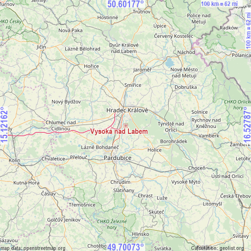 Vysoká nad Labem on map