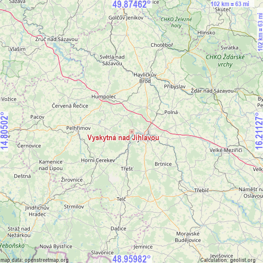 Vyskytná nad Jihlavou on map