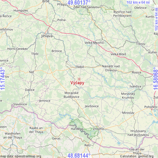 Výčapy on map