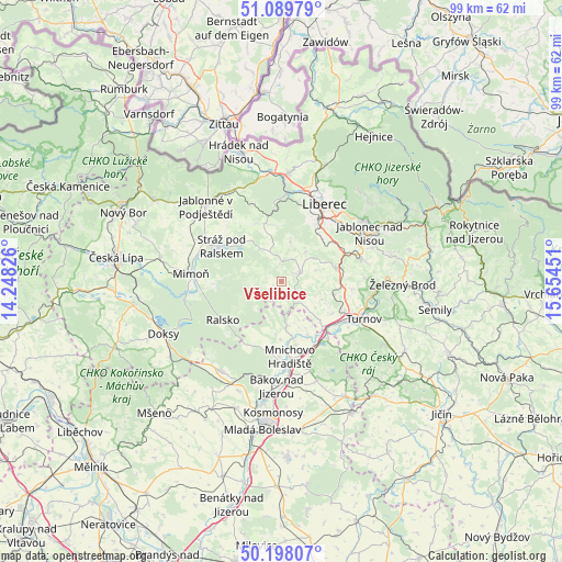 Všelibice on map