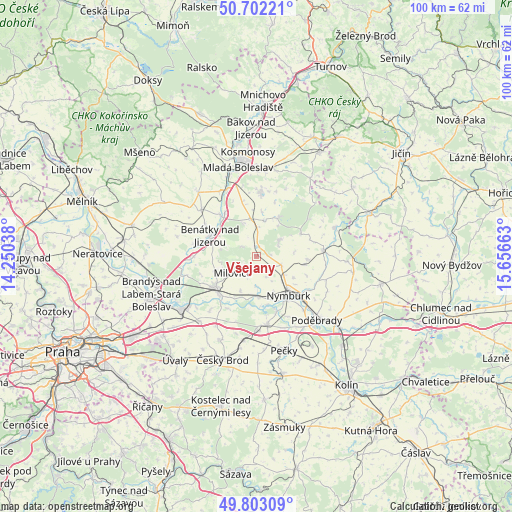 Všejany on map