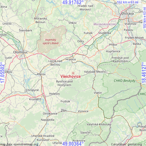 Všechovice on map