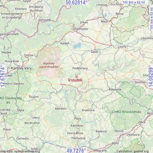 Vroutek on map