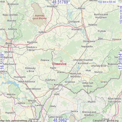 Vřesovice on map