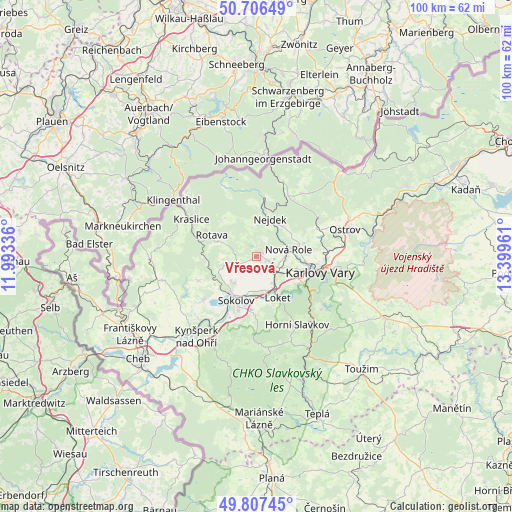 Vřesová on map