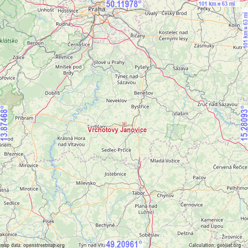 Vrchotovy Janovice on map