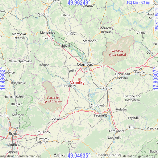 Vrbátky on map