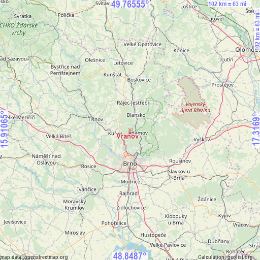 Vranov on map