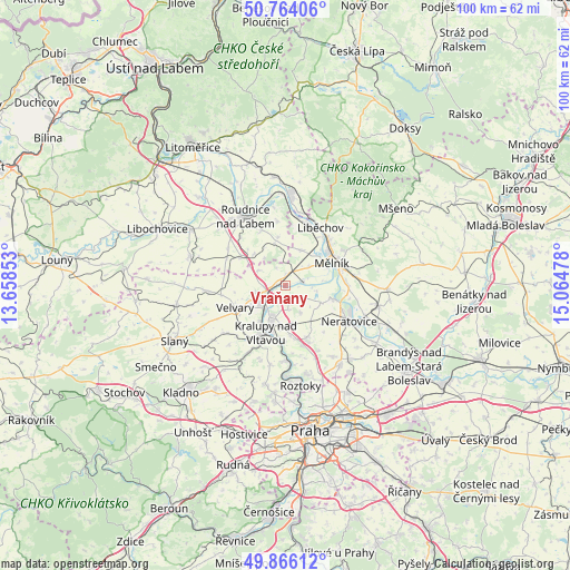 Vraňany on map