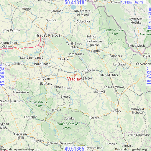 Vraclav on map